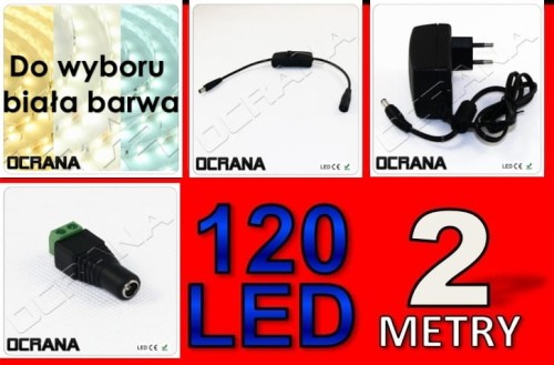 2m Zestaw LED 2835 z zasilaczem i włącznikiem on/off