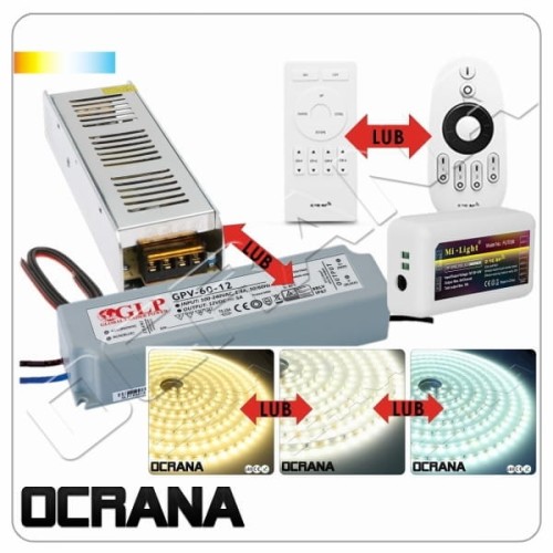 5m Zestaw LED 2835 BIAŁY z zasilaczem i ściemniaczem z pilotem do wyboru