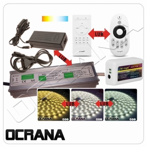 6m Zestaw LED 5050 BIAŁY z zasilaczem i ściemniaczem z pilotem do wyboru
