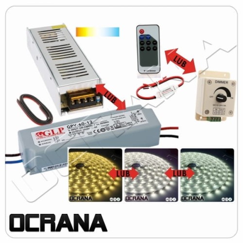 7m Zestaw LED 5050 BIAŁY z zasilaczem i włącznikiem do wyboru