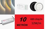 10m Zestaw LED COB 24V BIAŁY 480chip/m ze sterownikiem, pilotem oraz zasilaczem KOMPLET