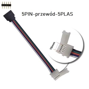 Konektor RGBW 10/12mm 1m złącze 5 pin męskie - przewód 100cm - 5-pkt złącze 1m konektor przedłużacz RGBW (PLAS klips Click!)