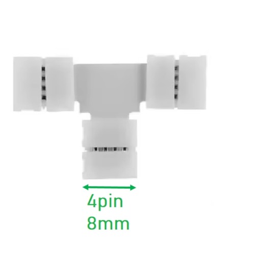 ZŁĄCZKA RGB TRÓJNIK 8mm klips 90 typ T rgb3528 4pkt