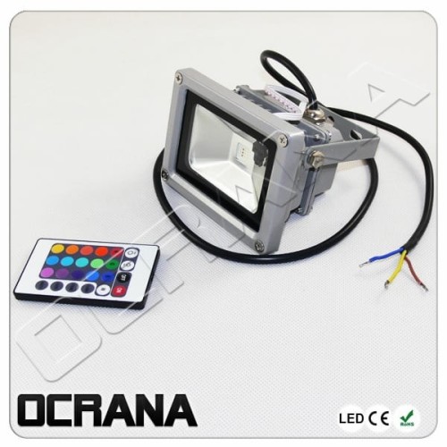 HALOGEN LED OCRANA 1x 10W 230V AC wielokolorowy RGB z pilotem